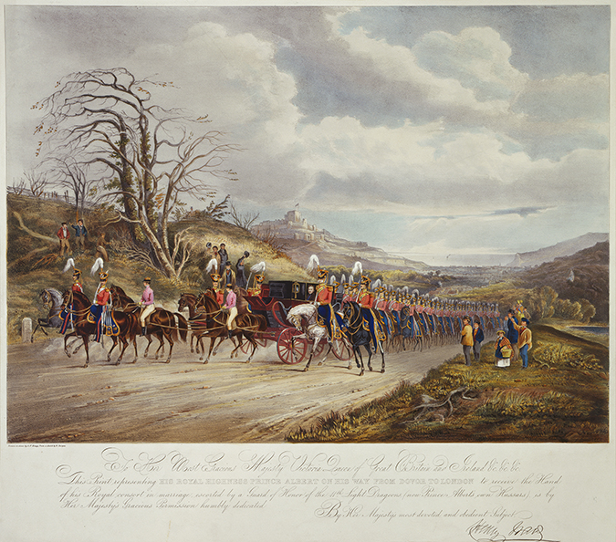 His Royal Highness Prince Albert on his way from Dover to London. 1840.
